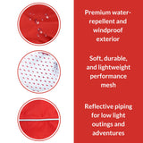 DJANGO Dog Jacket & Raincoat – Lightweight Water-Resistant Coat for Small, Medium & Long Dogs Like Dachshunds – Reflective, Adjustable Fit, Harness-Compatible & Easy-Access Harness Hole - Red, Medium