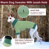 IKIPUKO Dog Sweater XXXL, Turtleneck Sweaters with Leash Hole, Soft Knit Pullover for Large Dogs Male Female, Winter Thermal Pet Sweaters for Doberman Labrador, Green 3XL