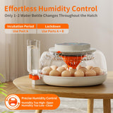 APDOE Egg Incubators for Hatching Eggs, Temperature and Humidity Control, Automatic Egg Turning, Egg Candler, External Water Bottle, Air Vent, for Chicken, Duck & Quail Eggs, 18 Eggs