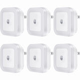 SYCEES Plug-in LED Night Light with Dusk to Dawn Sensor for Hallway, Stairs, Bathroom, Kitchen, Bedroom, Nursery, Kids Room, Daylight White, Pack of 6