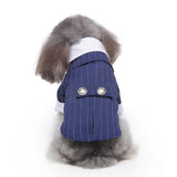 GabeFish Pets Wedding Jackets Suit for Dogs with Bow Tie Puppy Cat Formal Clothes Shirt Tuxedo (BlueStriped, S (Chest 12.9in/33cm)