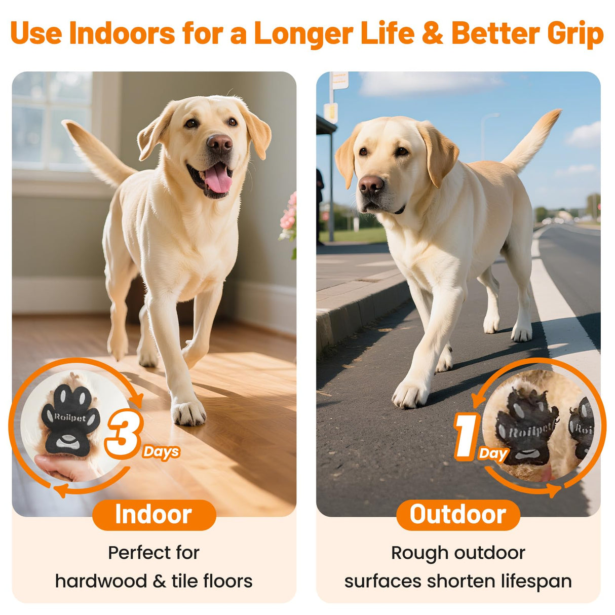 Dog Paw Protector Non-Slip Pads, Small Dog Gripper Pads for Hardwood Floors, Strong Self-Adhesive Paw Pads Provide Traction for Old or Injured Dogs (12 Sets - 48 Pads, S)