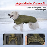 Fragralley Dog Coat Medium, Waterproof Dog Jacket with Warm Fleece Lining, Adjustable Reflective Dogs Winter Coat, Turtleneck Pet Coats for Cold Weather (ArmyGreen M)