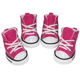 BESUNTEK Pet Dog Shoes,4pcs Puppy Canvas Sport Shoes Sneaker Boots, Non Slip Causal Shoes Dog & Cat Paw Protective Cover for Outdoor Walking, Sports and Hot Pavement, #3 Pink