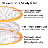 Electric Fly Swatter Handheld Bug Zapper - Indoor Outdoor 20in Zapping Racket for Pest Mosquito & Flies - Battery Powered Safe to Touch with 3-Layer Safety Mesh, standard Size, Pack of 2