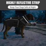 Doglay 2 in 1 Dog Coat with Harness Built-in, Waterproof Dog Winter Jacket with Pocket & Poop Bags, Reflective Adjustable Pet Winter Coat for Small, Medium, Large Dogs - Black, 3XL