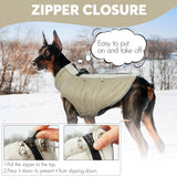 IDOMIK Warm Dog Coat with Harness, Waterproof Reflective Dog Jackets for Small Medium Large Dogs, Fleece High Collar Winter Jacket with Zipper, Pet Winter Snowsuit Clothes for Cold Weather,Khaki XL