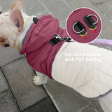 JoyDaog Detachable Hooded Dog Coat with Harness for Large Dogs,Super Warm Fleece Puppy Jacket for Cold Winter Doggie Coats,Red XXXL