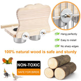 SMICEM Bird Perch Platform Toy with Mirror, Standing Rack & Stainless Steel Bowl - Wooden Play & Exercise Gym Stand, Cage Accessory for Cockatoos, Lovebirds, Budgies, Pacific Parrotlets & Canaries