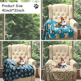 Rezutan Dog Blanket for Large Dogs, Upgraded 3 Pack Dog Cat Flannel Blankets Washable, Soft Pet Mat Throw Cover Suitable for Kennel Crate Bed, Cute Paw Pattern, Beige, 31" x 41"