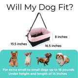 Blue Dog Booster Seat - Washable, Adjustable, Collapsible Pet Travel Carrier Bed - Safety Seat Belt Tether for Small Dogs, Puppies, and Pets up to 18 lbs