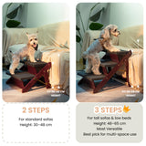 MEWANG Wooden Pet Stairs/Pet Steps - 3-in-1 Foldable Stairs & Ramp for Beds and Cars - Portable Dog/Cat Ladder Up to 220 Pounds - Great for Small and Older Animals(Brown) (24.8" L x 17.2" W x 19.5" H)
