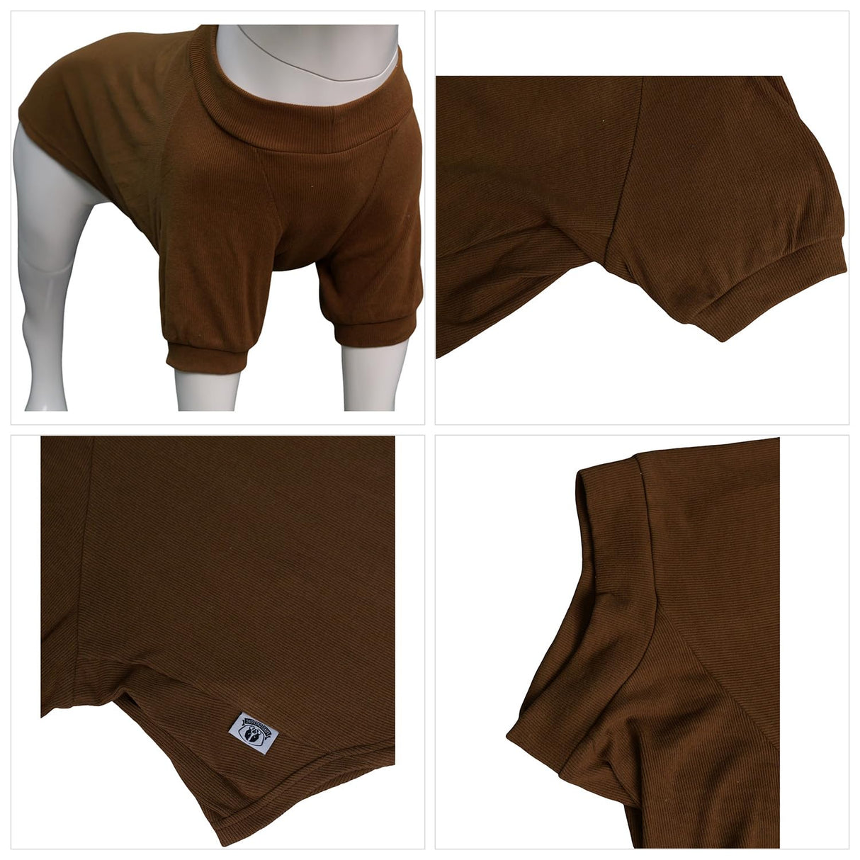 Lovelonglong Ribbed Dog T-Shirt Cotton Knitted Dog Sweaters for All Season Pet T-Shirts for Large Medium Small Dogs Coffee M