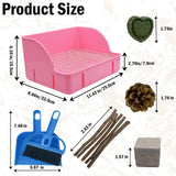 MUYG 12Pcs Rabbit Litter Box for Cage, Bunny Potty Trainer Corner Guinea Pig Plastic Square Grate Toilet Pet Bedding Litter Box for Small Animal Ferret Hamster Hedgehog (Pink)