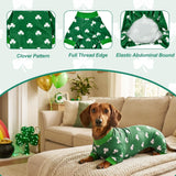 CooShou Saint Patrick’s Day Dog Pajamas Clover Pattern Dog Onesie Jumpsuit Soft Irish Festival Themed Pet PJs Outfit Costume Clothes for Small Medium-Large Breeds(Clover)