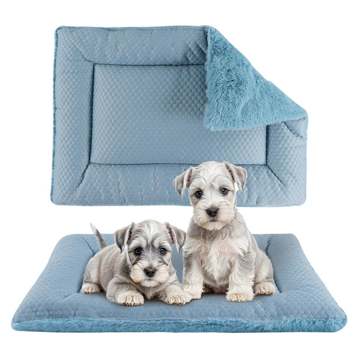 Vetasac Dog Bed Mat, Crate Pad Reversible,Soft Kennel Pad, Washable Dog Crate Mat (Cool and Warm),Pet Sleeping Mattress for Small Medium Dogs XB009 (42''x28'',Blue)