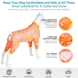 LovinPet Pj for Large Dog, Anti Licking Shirt, Wound Care Post Surgery Dogs Pajamas, Lightweight Stretchy Skin-Friendly Fabric, Orange Daisy Print, Large Dog Pjs, Use for Travel, Parties, Orange L