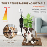 NAMOTEK Pet Heating Pad Adjustable Temperature with Timer, Waterproof Heated Mat with Chew Resistant Cord, Auto Power-Off Electric Indoor Pet Heat Pad for Dogs and Cats