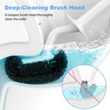 Toilet Bowl Brush Holder Set: Curved Design with Holder for Deep Cleaning Under Rim - Compact Hidden Scrubber for Small Space - Modern RV Bathroom Accessories - White 1 Pack