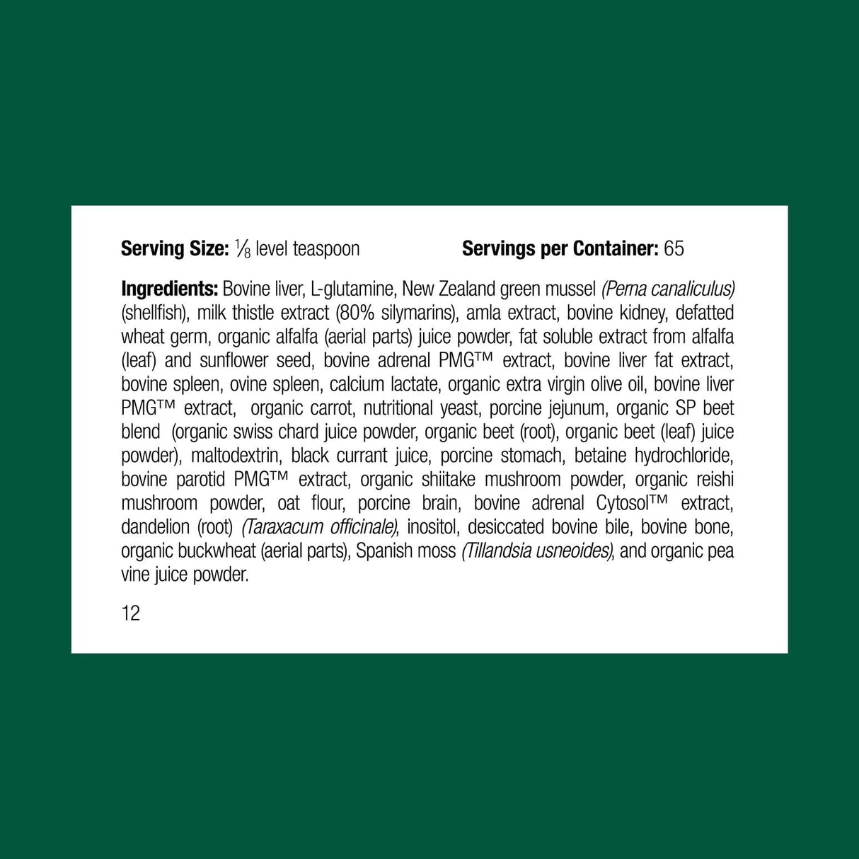 Standard Process Canine Dermal Support - Skin & Adrenal Gland Support Supplement - Comprehensive Skin Health Support Supplement for Dogs - Daily Immune & Liver Support Powder - 30 g