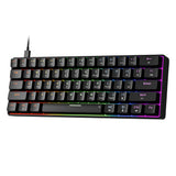 GM611 Mechanical Keyboard,Rainbow LED Backlit Gaming Wired Keyboards Compact Mini 61 Keys Portable 60 Percent Mechanical Keyboard with Black Keycaps,for Windows Laptop PC Linear Red Switches