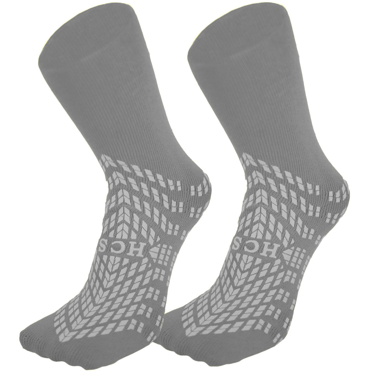 HCS Bariatric Hospital Socks with Grips for Women & Men (6 Pairs) - Non Slip Socks for Elderly/Non Skid Socks for Seniors - Fall Risk Patient Slippers (Gray, Bariatric)