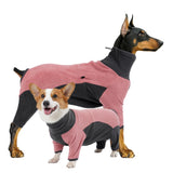 ODSSTAIPS Dog Winter Coat - Soft, Warm, Windproof Fleece Dog Sweatshirt - High Neck Full Body Onesie for Walking, Hiking, Travel, Home Wear - Pin Grey XXXL
