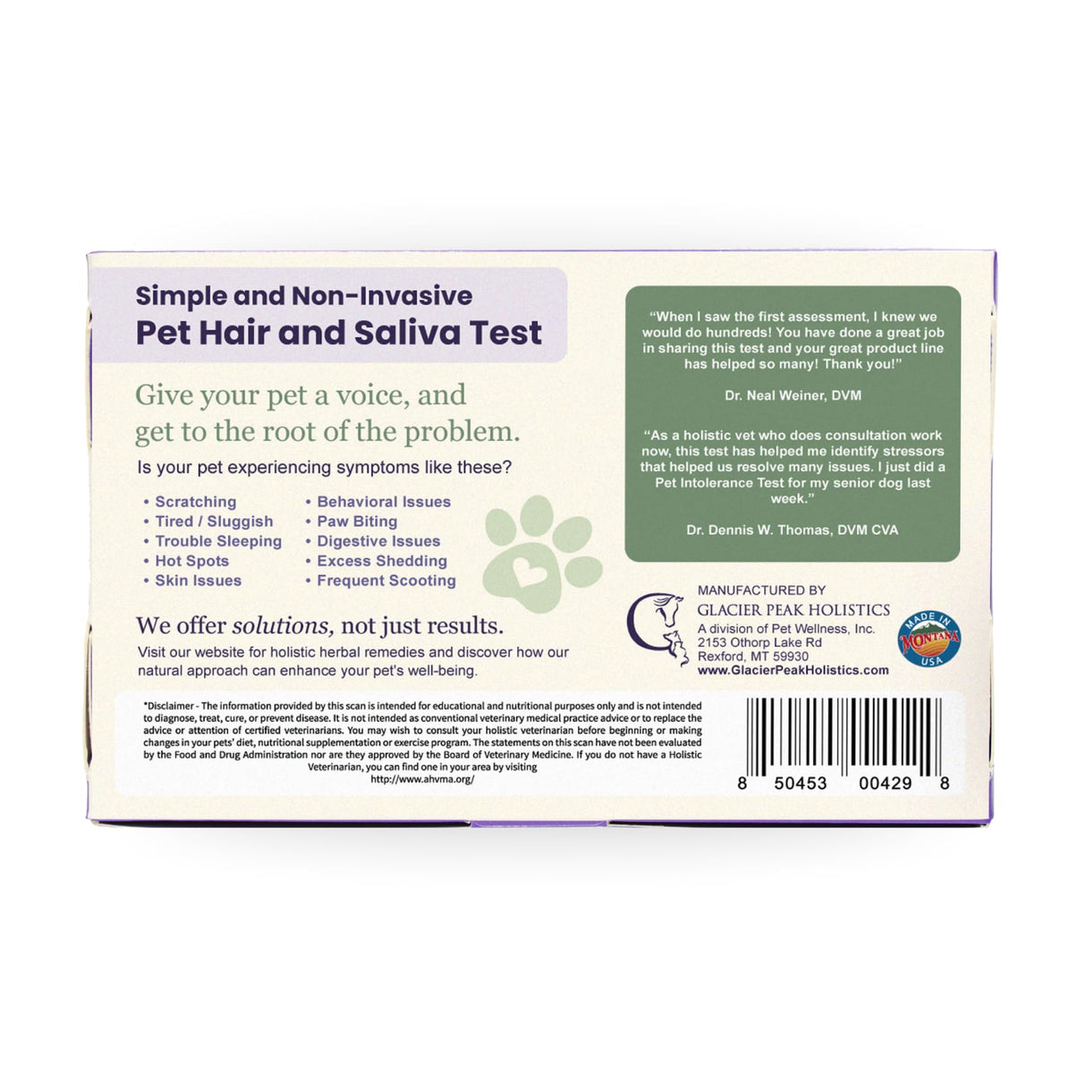 Glacier Peak Holistics, The Original Pet Intolerance Test - Screen Over 395 Food and Environmental Stressors, A Hair and Saliva Kit for Cat and Dog Sensitivities (Results in 7-10 Business Days)