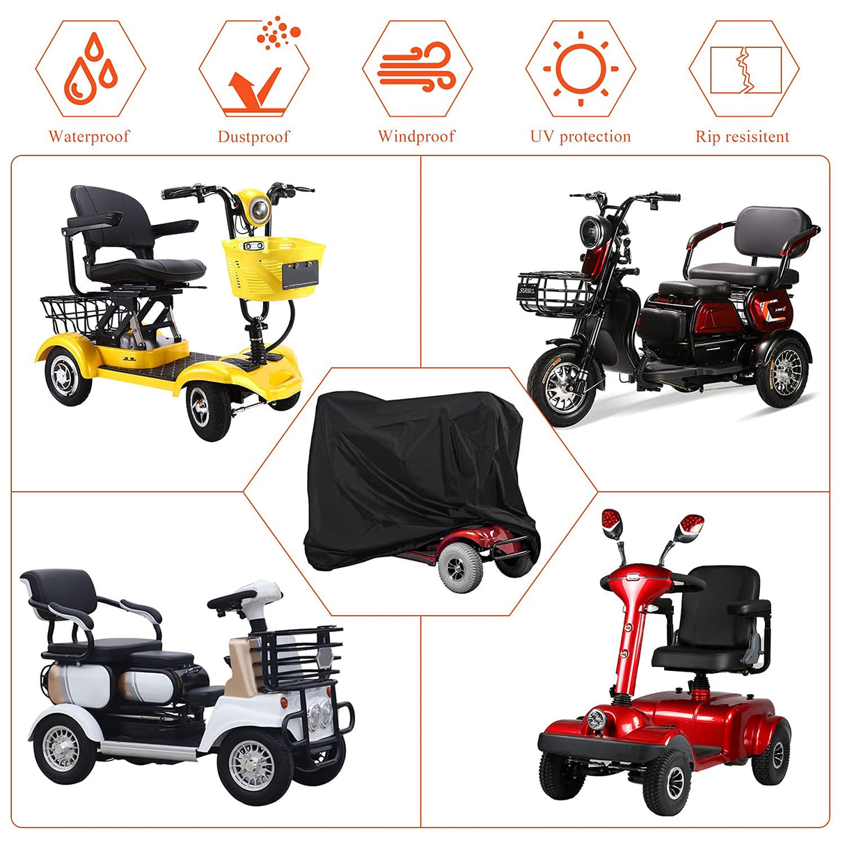Mobility Scooter Cover,Waterproof Scooter Cover Wheelchair Cover for Storage,Mobility Scooter Accessories for All-Weather Outdoor Protection Dust Cover - 55"x 26" x 36" (L x W x H)