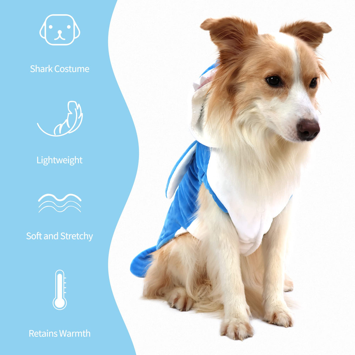 NACOCO Pet Shark Costume Clothes, Cute Christmas Dog Apparel Outfit for Large Dogs, Fall and Winter (Blue, 3XL)
