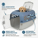 Portable Double Door Plastic Pet Carrier for Dogs & Cats - 24" Durable Ventilated Kennel with Top Loading, Airline Approved, Foldable Design for Travel & Vet Visits