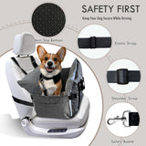LELEFIDO Dog Car Seat for Small/Medium Dogs Under 40 lbs - Elevated Pet Seat with Safety Belt, Non-Slip Base, and Storage Pockets for Car Travel (Gray, 30 x 20.5 inch)