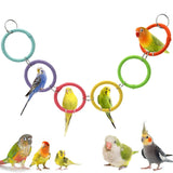 Jevnd 6-Ring Bird Swing Toy for Cage, Colorful Cotton Rope Perch for Parrots Soft Grip, DIY Adjustable Hanging Parakeet Toys, Interactive Multi-Bird Swing and Climb for Budgies, Lovebirds, Cockatiels