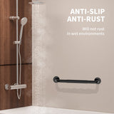 24 Inch Shower Grab Bar w/Anti Slip Rubber Grip, Munzong Black Stainless Steel Bathroom Grab Bar, Bathroom Balance Bar,Safety Handrail Support,Handicap Injury Elderly Senior Assist Bath Handle