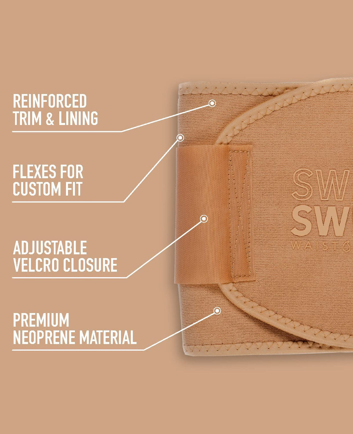 Sweet Sweat Toned Waist Trimmer for Women and Men | Premium Waist Trainer Belt to 'Tone' your Stomach Area (Sand, Small)