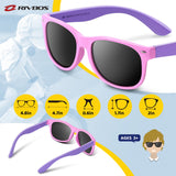 RIVBOS Kids Sunglasses Polarized UV Protection Flexible Rubber Glasses Shades with Strap for Boys Girls Pink