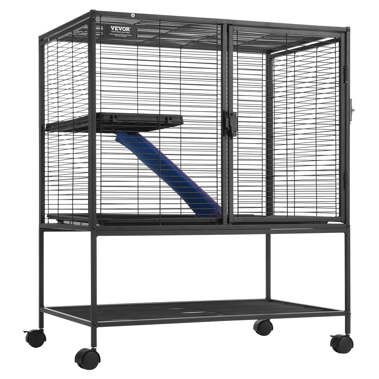 VEVOR 36" Rolling Metal Ferret Cage, Large 2-Tier Critter Nation Cage, Small Animal Cage with Ramps & Tray, Easy to Set up for Pet Mice, Hamster, Guinea Pig, Chinchilla, Squirrel, Hedgehogs, Bunny