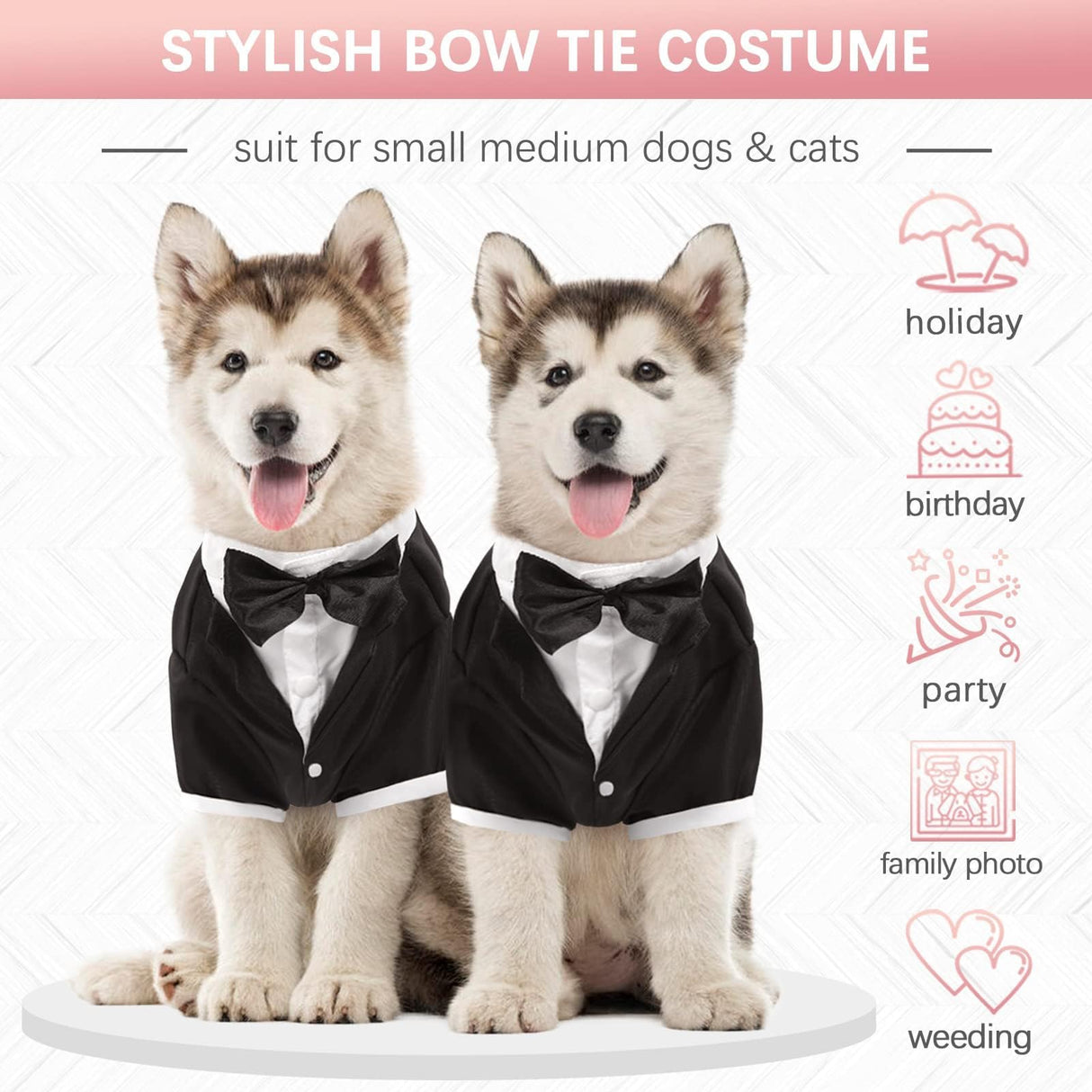 Kuoser Dog Tuxedo,Dog Wedding Suit with Bow Tie Formal Dogs Tux Pet Wedding Party Birthday Costume,Doggy Valentines Christmas Halloween Graduation Outfit Cosplay for Small Medium Large Dogs,Black 2XL