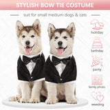 Kuoser Dog Tuxedo,Dog Wedding Suit with Bow Tie Formal Dogs Tux Pet Wedding Party Birthday Costume,Doggy Valentines Christmas Halloween Graduation Outfit Cosplay for Small Medium Large Dogs,Black 2XL