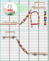 DBNESS 5in1 Bird Parakeet Toys, Detachable Birdie Perches Platform Swing with Climbing Ladder, Parrot Cage Stand Accessories, Wooden Playing Gyms for Conure Cockatiel Lovebird Finch Budgerigar Pigeon