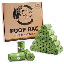 Load image into Gallery viewer, Certified Compostable Dog Poop Bags, 270 Count Landfill Friendly and Leakproof Waste Bags, Easy Open Unscented Forest Green Poop Bag for Dog, 15 Doggy Bags Per Roll (18 rolls)
