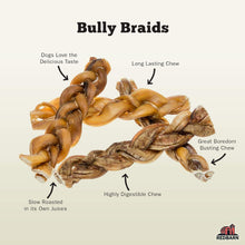 Load image into Gallery viewer, Redbarn Pet Products All Natural 5"-8" Braided Bully Sticks for Small &amp; Large Dogs - Healthy Long Lasting Beef Chews Variety Party Pack - Single Ingredient Low Odor Rawhide Free - 8 oz Bag
