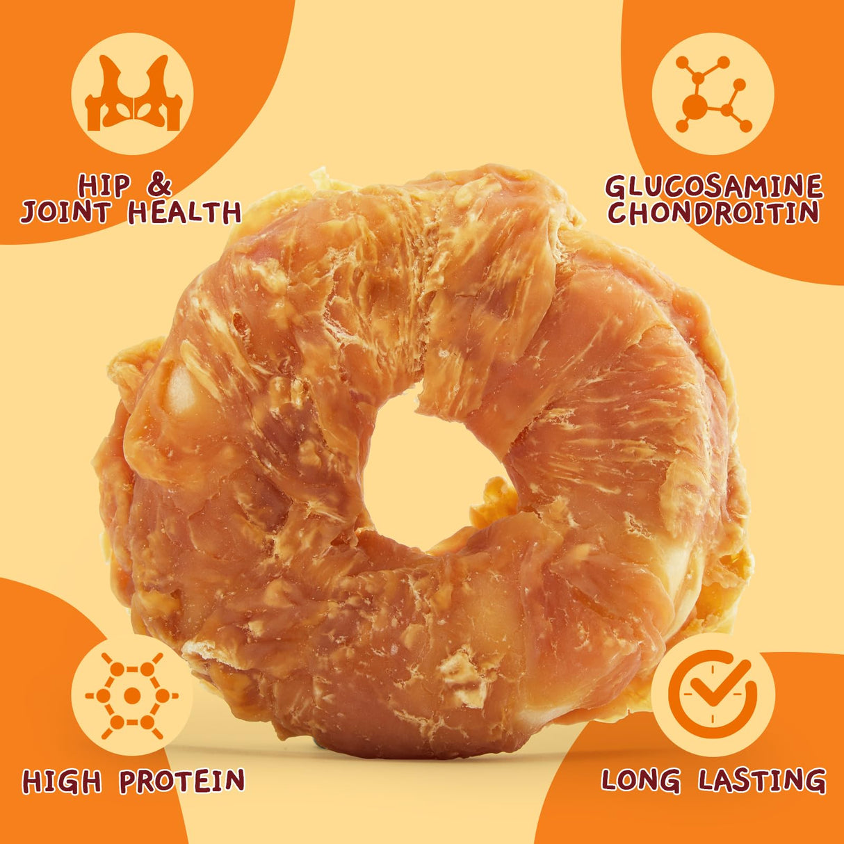Jungle Calling Dog Treats Long Lasting, Rawhide Chews for Dogs, Chicken Wrapped Rawhide Donuts, Chewy Snacks for Medium Large Dogs