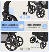 Dec-Mec Dog Stroller for Medium Large Dogs up to 66lbs,Pet Stroller for 2 Small Dogs with Adjustable Handle & Canopy, Foldable,Storage Organizer