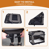 JESPET Soft Dog Crates Kennel, 3 Door Soft Sided Folding Travel Pet Carrier with Straps and Fleece Mat for Dogs, Cats (Dark Grey, X-Large(36" L x 24" W x 27" H))