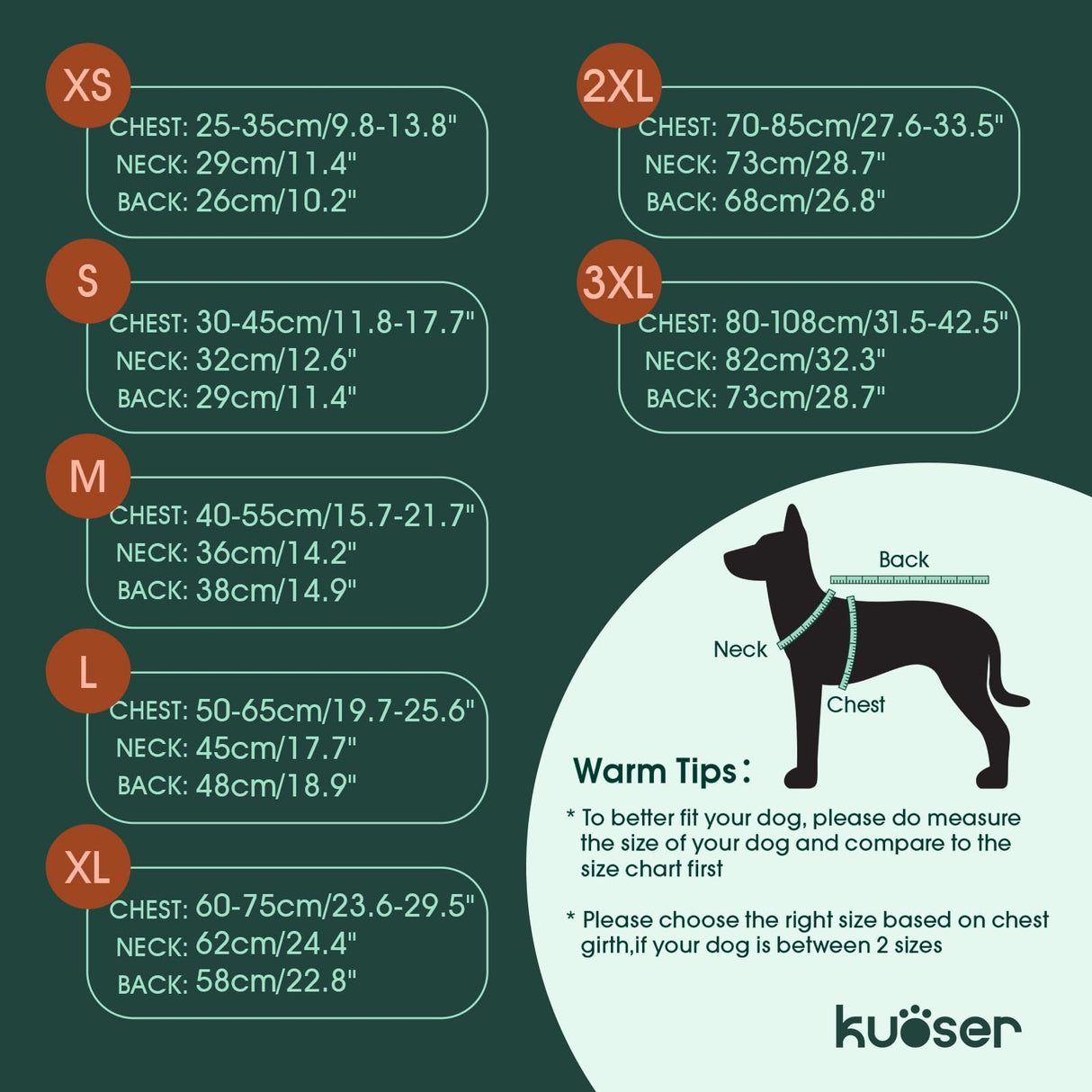Kuoser Canvas Dog Coat, Warm Dog Jacket Reflective Fleece Pet Cold Weather Coat, Warm Doggie Clothes Waterproof Winter Vest with Zipper Leash Hole for Small Medium Large Dogs, Grey 3XL