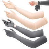 Yahenda 2 Pairs Women UV Long Sun Protection Gloves Touchscreen Arm Sun Driving Gloves UPF 50+ for Outdoor Sports Cycling (Gray, Orange)
