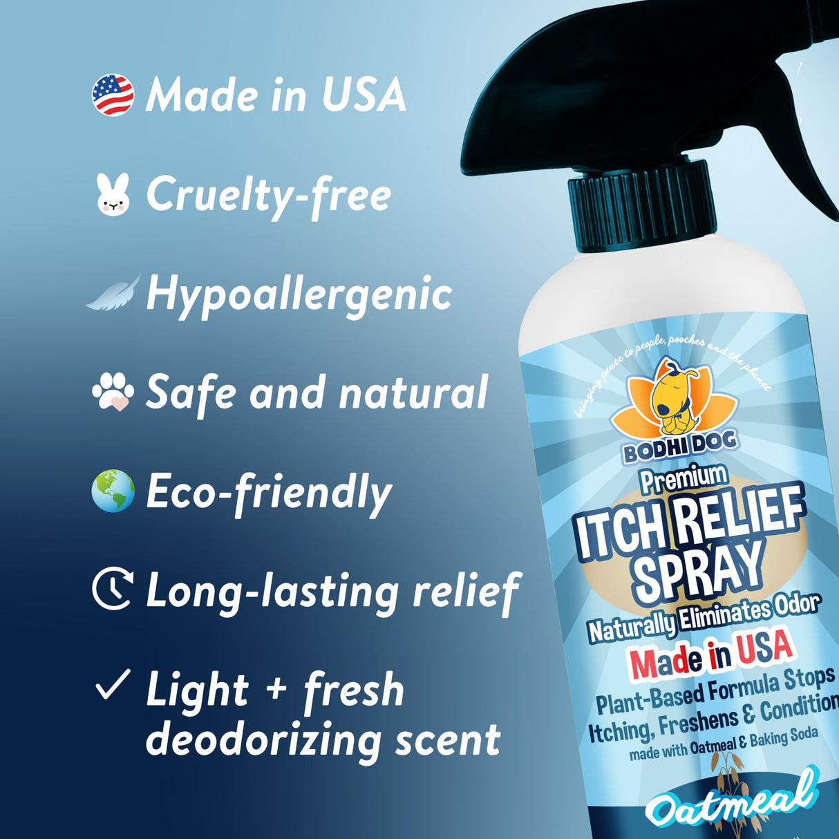 Bodhi Dog Itch Relief Spray - Natural Relief for Dry, Itchy, Allergic, or Bug-Bitten Skin - Safe for Dogs & Cats - Soothing Oatmeal Formula - Made in USA (Oatmeal, 17 Fl Oz)