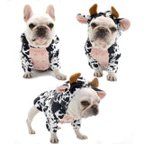 French Bulldog Funny Dog Costume - Cow Dog Party Costume for Dogs - Christmas Milk Cows Cat Clothes (L)