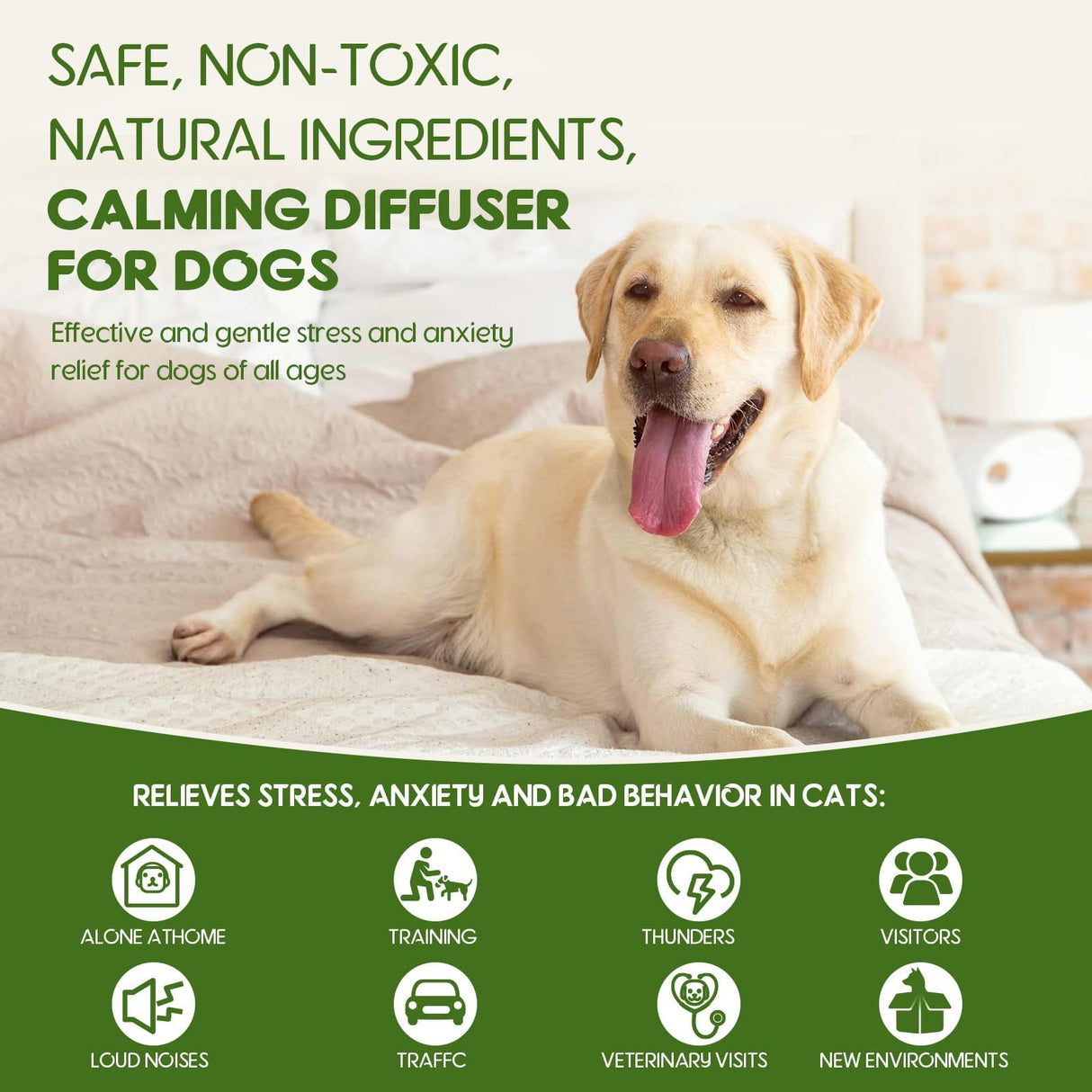 80S Dog Calming Diffuser, 6-in-1Dog Pheromones Calming Diffuser - for Stress, Destructive Behavior, Pee Accidents, Separation Anxiety, Barking, Aggression & Chewing - Help Train Dogs to Pee